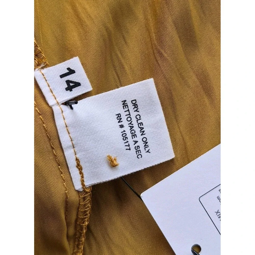 Ulla Johnson Aimee Pleated Short Puff Sleeve Top Womens Size 14 Goldenrod Color